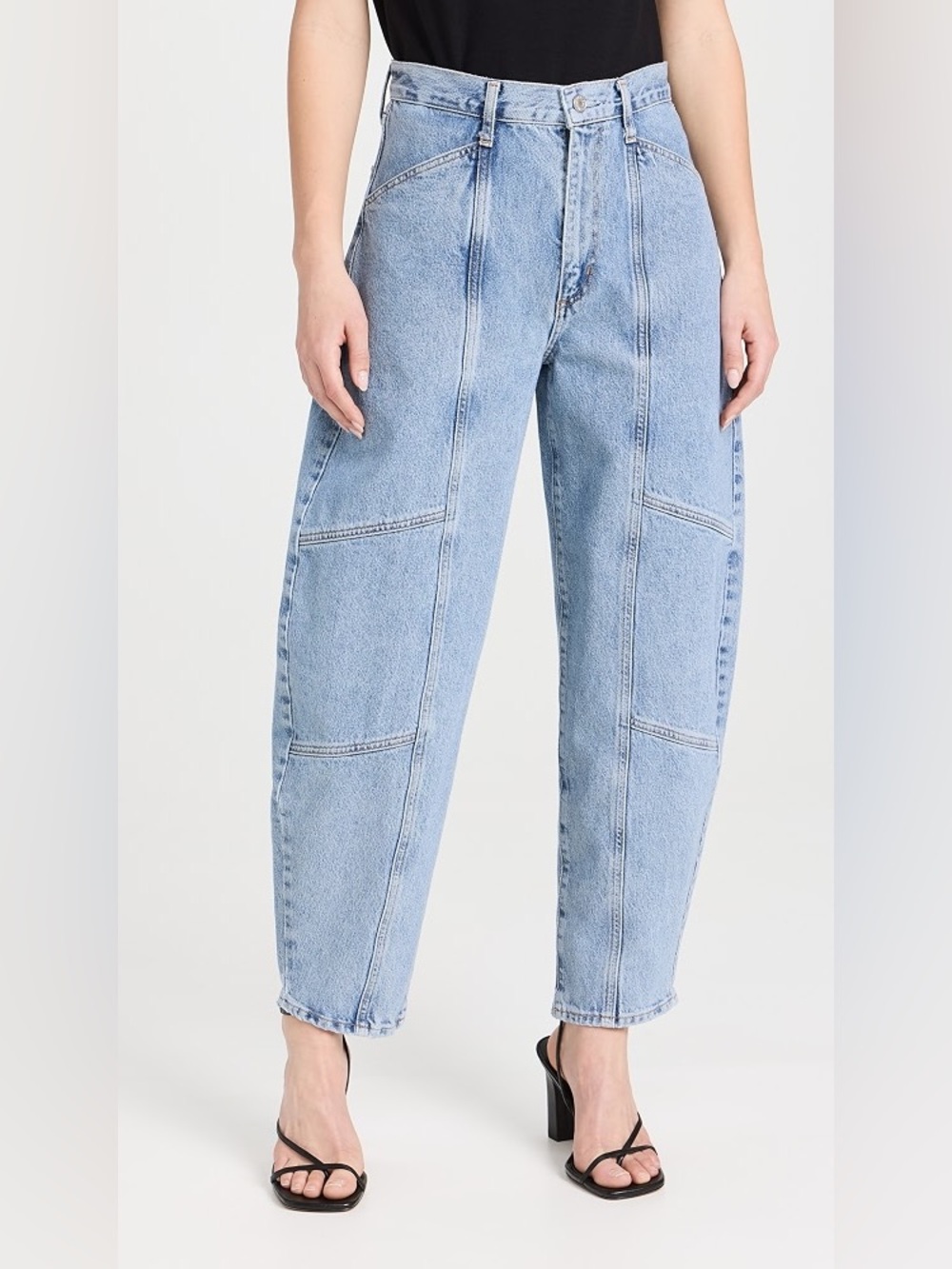 Agolde Mara High-Rise Barrel-Leg Light Wash Jeans Size 27 Curved Baggy Relaxed - Picture 2 of 16